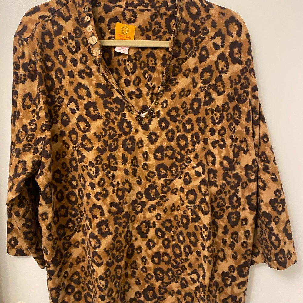 Ruby Rd. Women's Brown Leopard Teddy Jacket - Picture 2 of 4